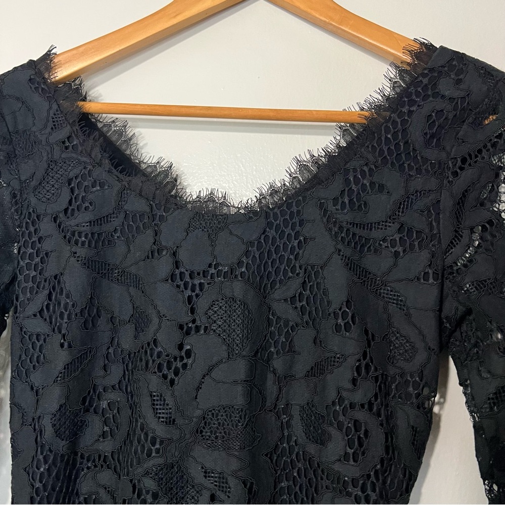 DVF Zarita Lace Little Black Dress LBD 2010s Y2K Fairy Goth Sz 0 - Picture 3 of 12